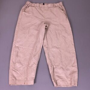 Eileen Fisher Wide Leg Linen Pants Women's Medium Tan Beige Crop‎ Tencel Blend